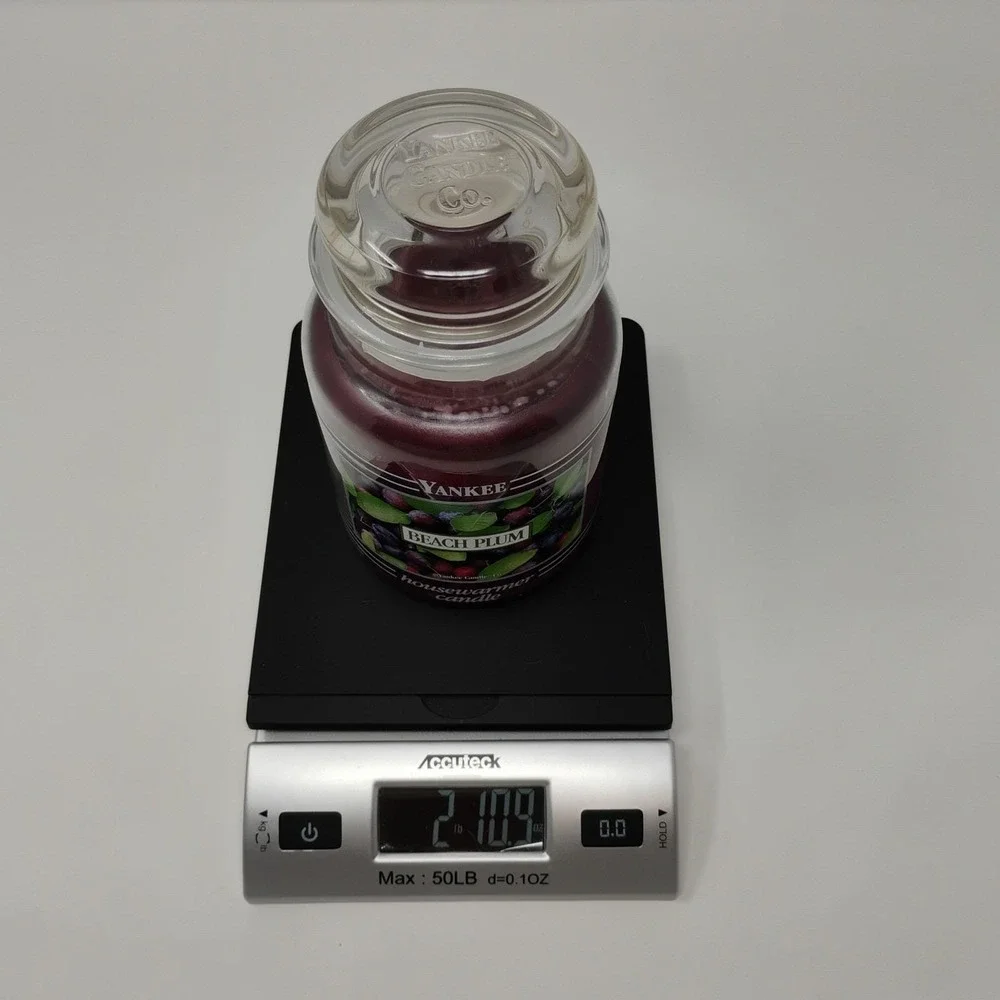 Yankee Candle BEACH PLUM Black Band Large Glass Jar 22 oz Discontinued Scent